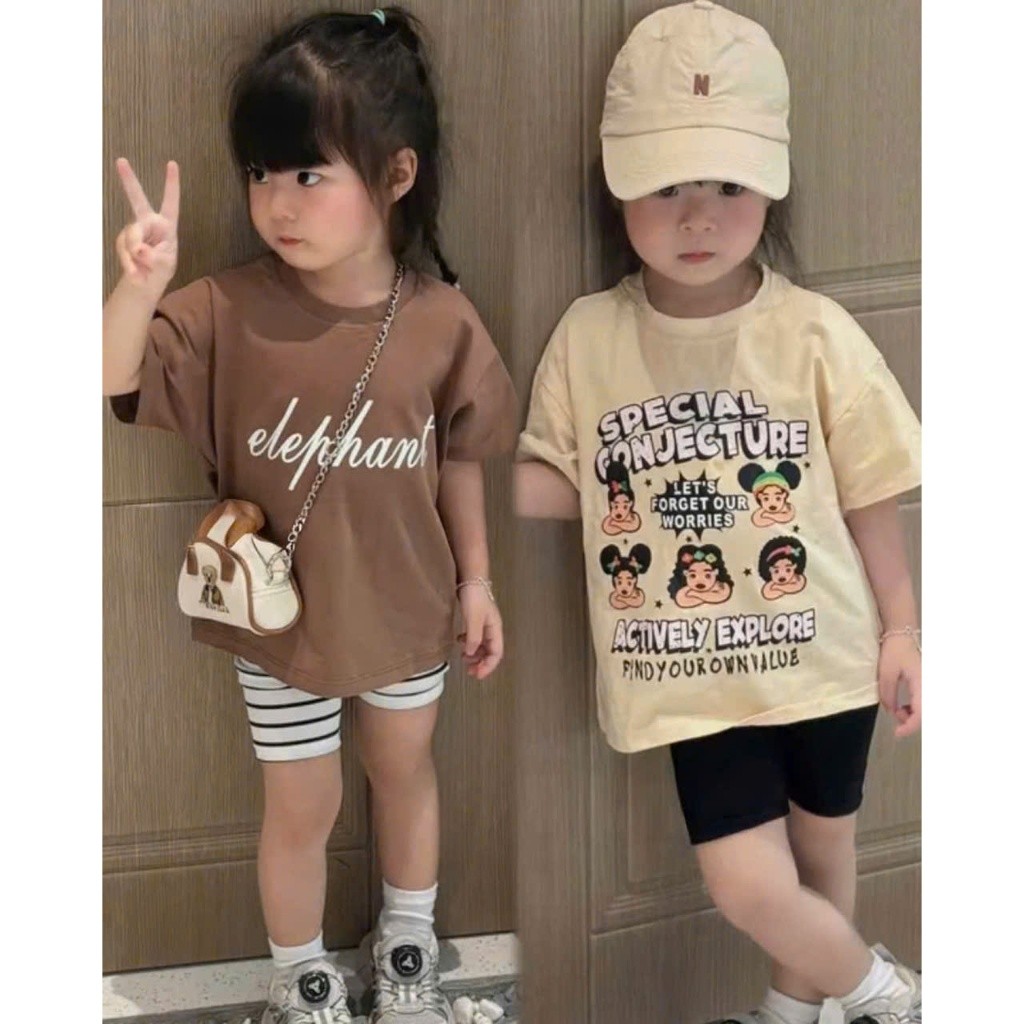 Sét Bé Gái HỌA TIẾT 4 MẪU DỄ THƯƠNG K.Kid Bộ Mùa Hè Chất Cotton Mềm Mát size 8-20kg M89