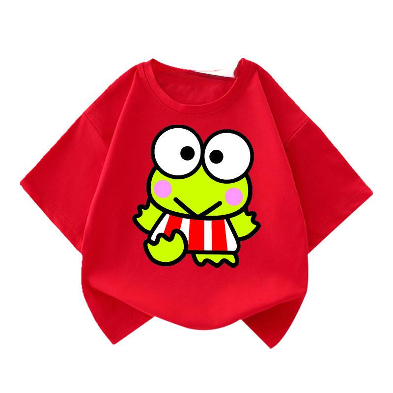 Keroppi Ếch 2D Hoạt Hình Trẻ Em Áo Thun Tay Ngắn Mùa Hè Hiệu Suất Mặc Cho Bé Trai Bé Gái