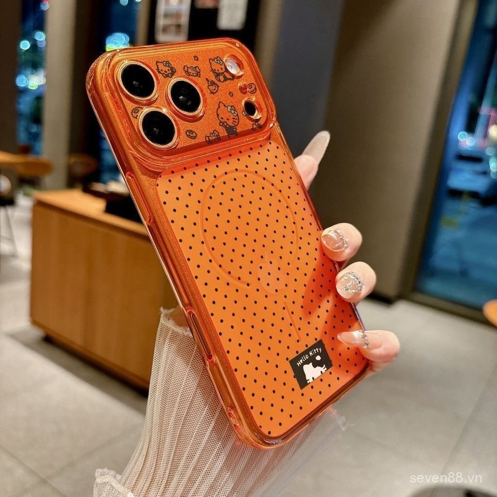Ốp Điện Thoại Thích Hợp Cho iPhone XS XR 11 12 13 14 15 16 17 Pro max Plus Air Polka Dot KT Cat Vỏ Bảo Vệ Chống Sốc Bao Gồm Tất Cả NN6A