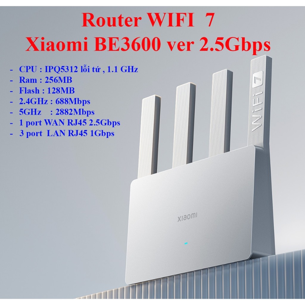 [Bảo hành 6 tháng] [New Seal] Bộ Phát Wifi 7 Router Xiaomi BE3600 3600Mbps , port wan 2.5Gbps 2500Mbps | BigBuy360 - bigbuy360.vn