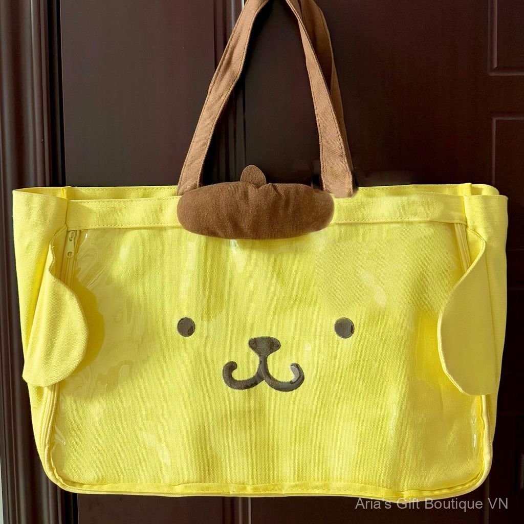 [Aria-G1] Túi Tote Chó Pudding Dễ Thương Dung Tích Lớn ins Phong Cách Hoạt Hình Di Động Dây Kéo Nữ Lưu Trữ Học Sinh