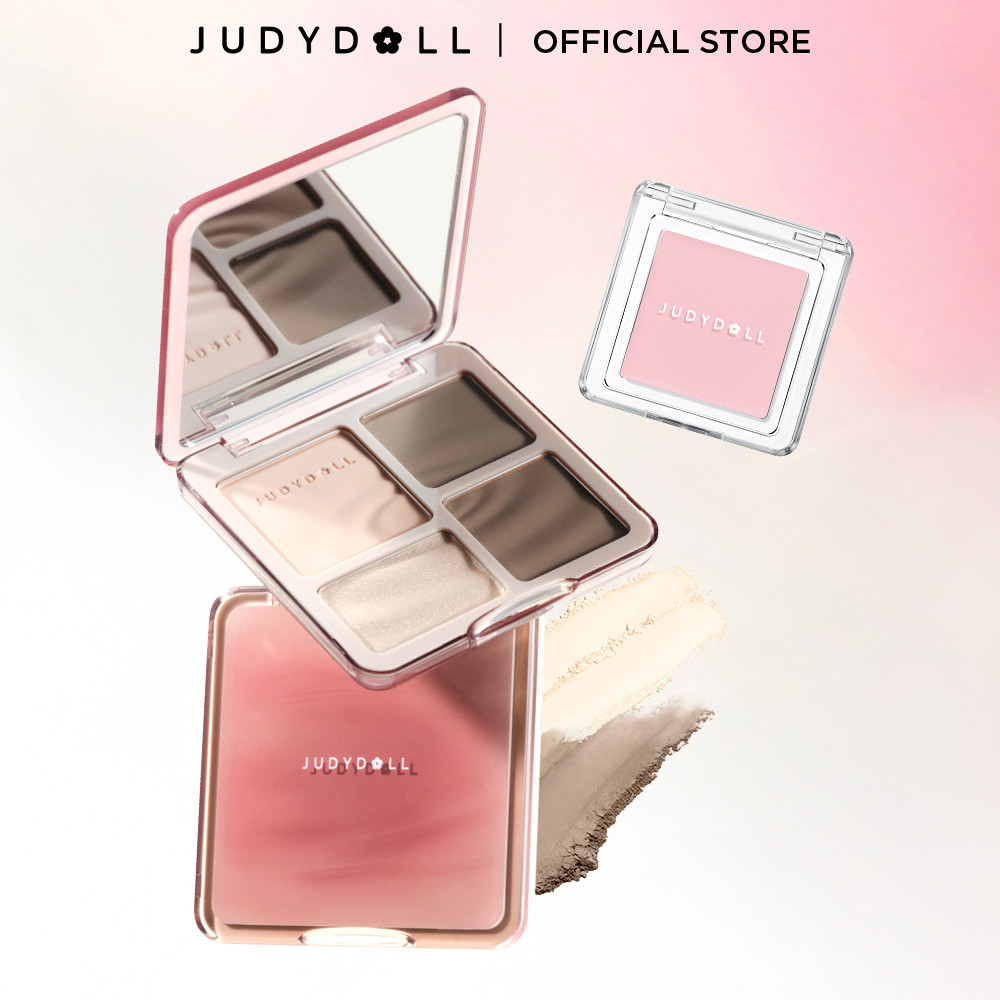 [Combo 2] Bảng Tạo Khối Bắt Sáng Highlight JUDYDOLL 4 Ô Thời Thượng & Phấn Má Hồng Đơn Sắc Tự Nhiên Đa Năng