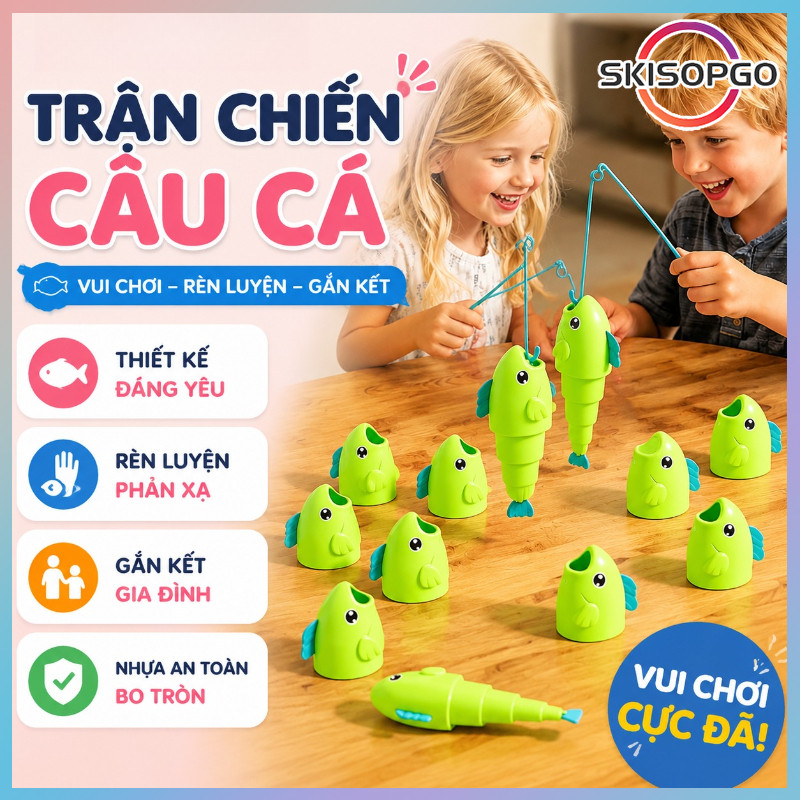 【SKISOPGO】Bộ Câu Cá Nhựa ABS An Toàn Cho Bé,Bộ đồ chơi câu cá đuôi dài đuôi ngắn xả stress,Quà cho bé trai bé gái