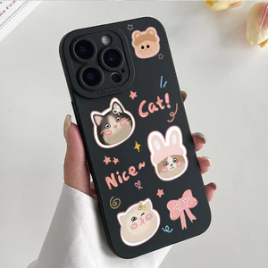 Ốp lưng iPhone Case Silicon hình mèo và nơ - iP 7/8/X/XS/XR/11/12/13/14/15/16/17/Plus/Air/Pro/Max