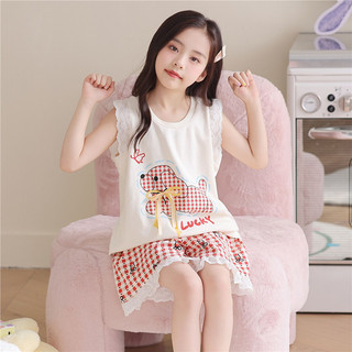Bộ đồ ngủ bé gái – Áo ba lỗ + quần short cotton, in hình thỏ dễ thương, mặc nhà thoáng mát