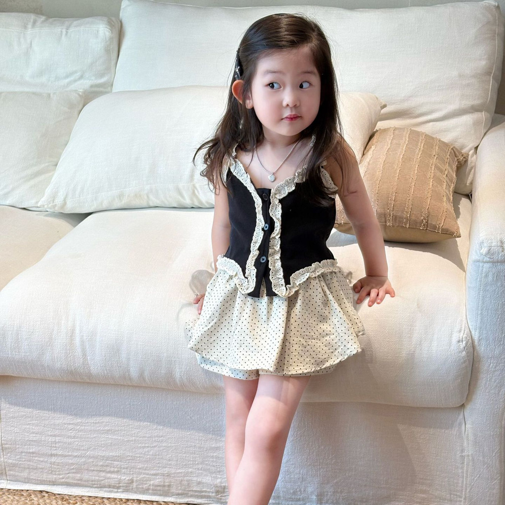 Mùa Hè 2026 Phong Cách Mới Bé Gái Nấm Cạnh Sling Ba Lê Phong Cách Áo Vest Thời Trang