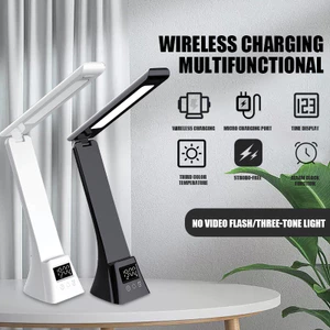 Đèn bàn sạc nhanh không dây, đèn bàn thông minh 3 trong 1 LED, tích hợp đồng hồ.