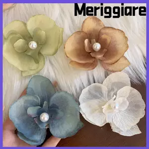 Kẹp mỏ vịt bên MERIGGIARE, Kẹp tóc hoa Phalaenopsis bằng lụa thời trang, Kẹp ảnh Bangs Kẹp mũ ngày lễ bên bờ biển Phụ kiện tóc nữ siêu cổ tích