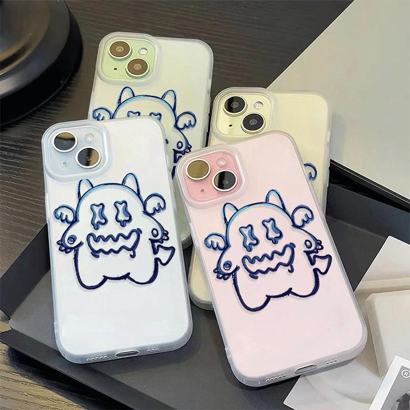 Blue Line Little Monster cho trường hợp iPhone 17pro iPhone 15/14/13pro Skin Scrub
