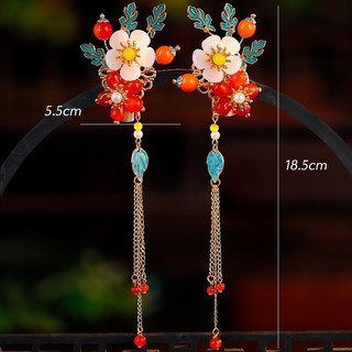 1 Cặp Kẹp tóc màu xanh phong cách Hanfu như vương miện