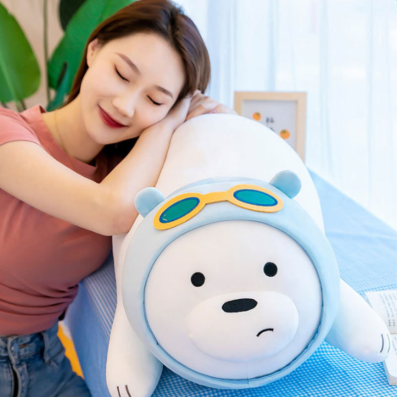 Gấu Bông Cao Cấp 50cm – Hình We Bare Bear, Quấn Khăn Xanh, đeo Kính, Quà Sinh Nhật ý Nghĩa Cho Trẻ Em