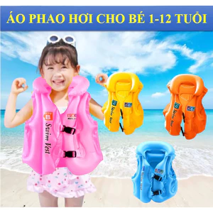 Sỉ áo phao bơi trẻ em 1-12 tuổi, áo phao bơm hơi cho bé có khóa an toàn, phao bơi cho bé