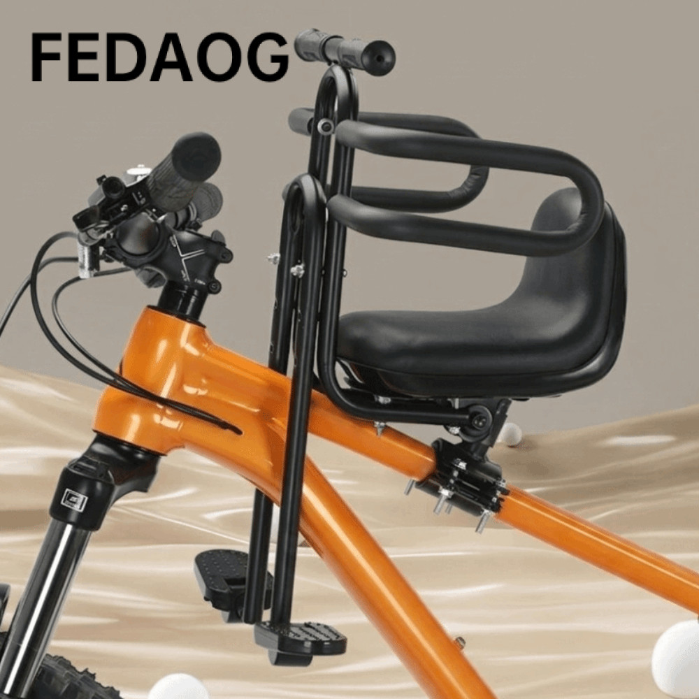 Ghế trẻ em phía trước FEDAOG cho xe đạp địa hình MTB, tay vịn tiện lợi và đệm điều chỉnh được, an toàn khi đi xe.