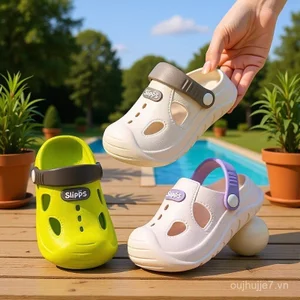 Hạnh Phúc Mary Trẻ Em Lỗ Giày Mùa Hè Đi Biển Dép Dép Sandal Trung Nhỏ Trẻ Em Bé Trai Bé Gái Giày Lỗ 5GTG