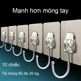 Set 10 móc INOX dán tường treo đồ vật đa năng SIÊU DÍNH / SIÊU CHỊU LỰC 20KGa