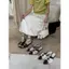 TT Mũi Nhọn Ren-Up Sandal Nữ Gót Dày Flip-Flops Hai Cánh Nơ Da Thời Trang V