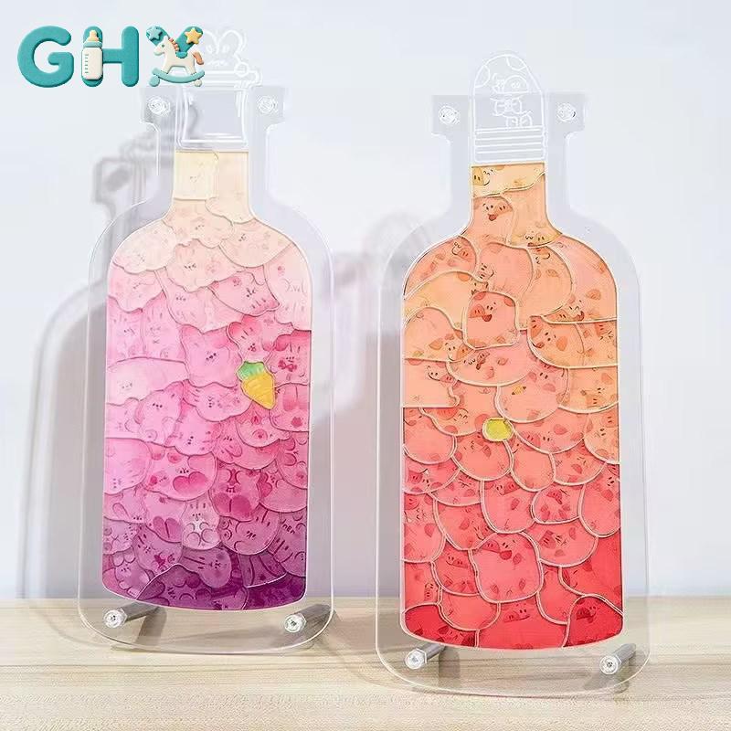 GHX Acrylic Xếp Hình Dễ Thương 3D Ghép Hình Đồ Chơi Động Vật Mèo Lợn Hình Hoạt Hình Sáng Tạo Áo Cứng Lắp Ráp Chai Ngộ nghĩnh Trò Chơi Bé Gái Trẻ Em Quà Tặng VN