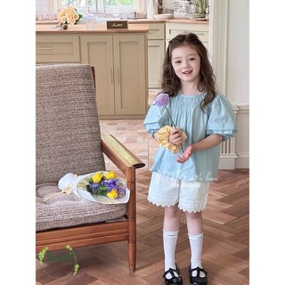 12-42kg (hàng thiết kế) Set áo xanh tay bồng mix quần đùi Sara min