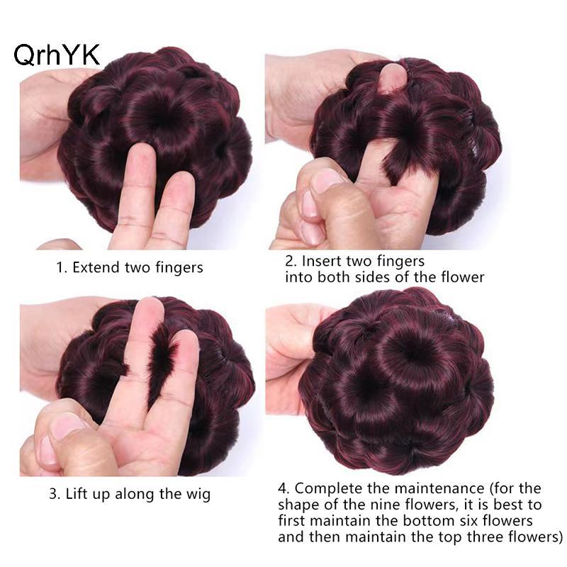 Tóc Búi Chín Hoa Bud - Kẹp Tóc Giả Tạo Kiểu Cho Phụ Nữ, Tương Thật Và Sống Động