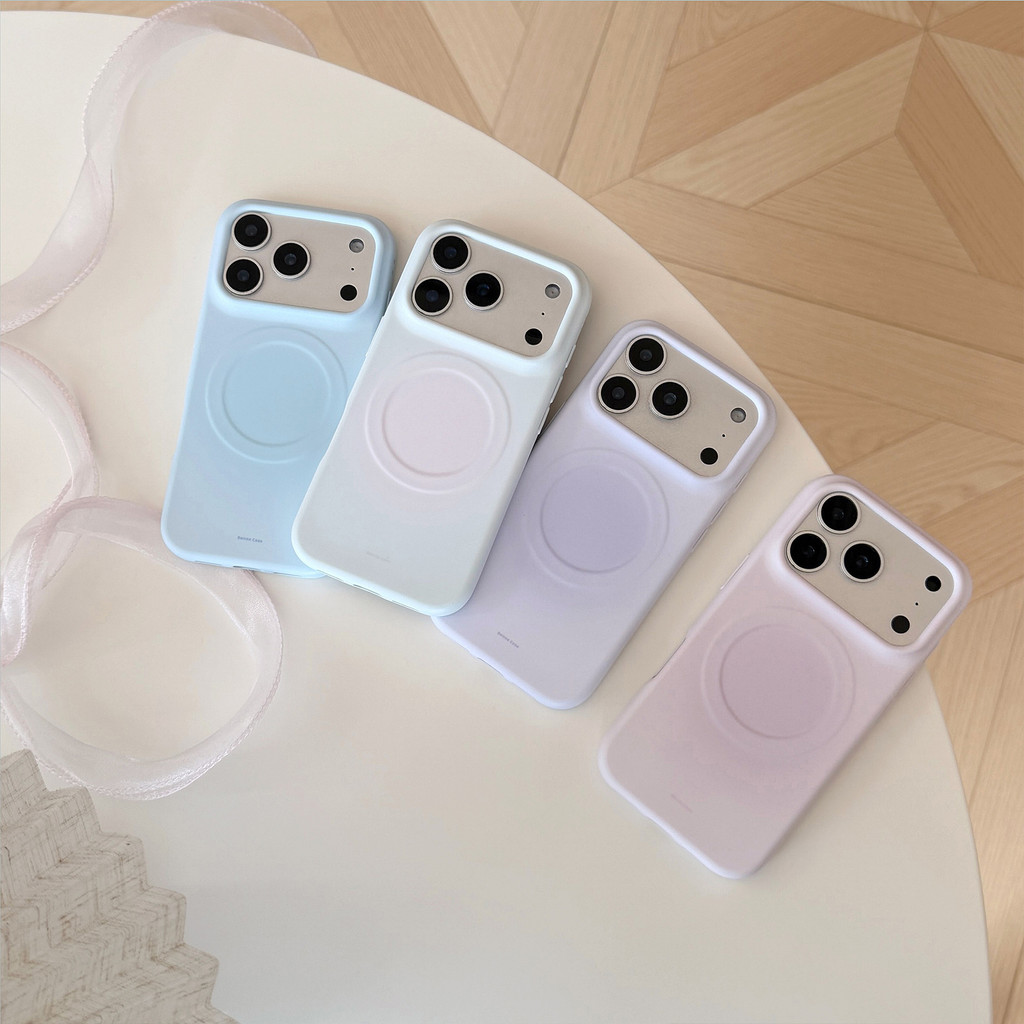 Ốp lưng iPhone mờ màu Macaron phù hợp với iPhone 17 Pro Max, 17, 16, 15, 14, 13 với phong cách đính kèm từ tính