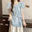Áo sơ mi ngắn tay viền nấm ngọt ngào kiểu Pháp, phù hợp mặc cùng áo khoác ngoài cho mùa hè