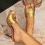 Giày Sandal Nữ Cao Gót Thời Trang Mũi Vuông Vàng Cao Gót DM1B
