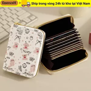 Ví đựng tiền xu ESSENCEH, Túi đựng tiền nơ bằng da PU, Túi quà tặng sức chứa lớn Kitty Học sinh nữ