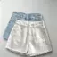 Quần short Denim mùa hè thiết kế Frayed cạp cao dành cho nữ Phong cách mới Quần short ôm sát hơn