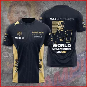 ST2 F1 Red Bull Max Verstappen Người Chiến Thắng Áo Thun Thể Thao Tee Mùa Hè Cổ Tròn Tay Ngắn Unisex Plus Kích Thước TS2