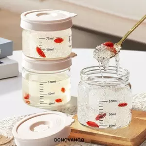 Bình đựng thủy tinh DONOVANQQ, Hộp đựng kín nắp kín bằng silicon trong suốt, Hộp đựng bảo quản chống rò rỉ chịu nhiệt Quy mô chính xác Hộp đựng kín khí Nhà bếp