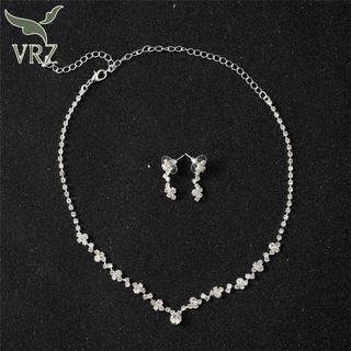 VRZ Bạc Phù Dâu Pha Lê Nelace Bộ Bông Tai Cưới Cô Dâu Trang Sức Trang Sức HOT