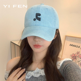 YIFEN Mỹ Retro Rửa Mũ Bóng Chày Denim Nữ Phiên Bản Hàn Quốc Thể Hiện Mặt Nhỏ Cặp Đôi Đường Phố Thêu Mũ Thường Ngày