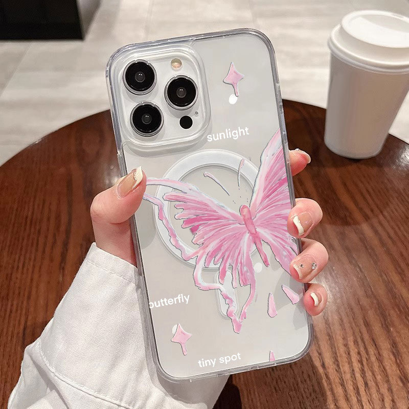 Ốp lưng iPhone họa tiết con bướm hỗ trợ sạc không dây từ tính - iP 7/8/X/XS/XR/11/12/13/14/15/16/17/Plus/Air/Pro/Max