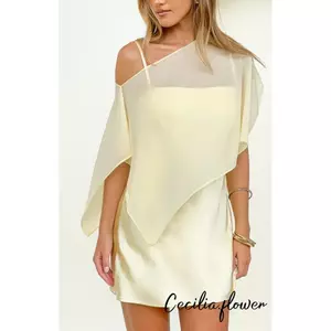 Áo che kín nữ Sheer Poncho dáng rộng thông thường xuyên xuyên xuyên qua vai bất đối xứng cho văn phòng hàng ngày