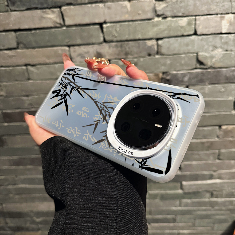 Dành Cho Honor Magic 8 Pro / 7 Pro / 6 Pro / GT Pro / Win RT / X60 Pro / 400 Vỏ Điện Thoại Cứng Micro Matte Họa Tiết Tranh Thư Pháp Tre, Chống Sốc / Tương Thích X9D / X9C / X9
