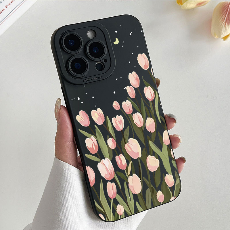 Ốp lưng iPhone Vỏ máy ảnh silicon họa tiết hoa may mắn - iP 7/8/X/XS/XR/11/12/13/14/15/16/17/Plus/Air/Pro/Max