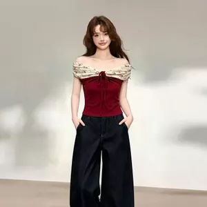 Khâu thiết kế hoa thời trang dành cho nữ Áo thun ngắn tay cổ mùa hè phong cách mới 2026 Slim-Fit