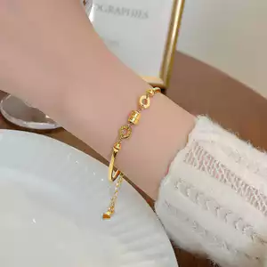 Vòng tay ôm eo nữ - Thép titan mạ vàng 18K - Quyến rũ nửa chuỗi trái tim - Tối giản sang trọng