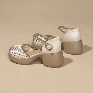 Giày Sandal Rỗng Đế Dày Nữ Mùa Hè 2026 Phong Cách Mới Retro Thoải Mái Giày Sandal Nữ Dây Đeo Bằng La Mã Dép