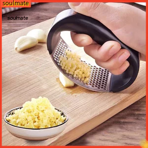 Linh hồn| Máy ép tỏi bằng thép không gỉ dày Máy ép tỏi bằng thép không gỉ hạng nặng có tay cầm vòng tiện dụng – Máy xay tỏi gừng dễ làm sạch cho gia đình