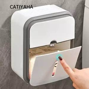 Hộp đựng khăn giấy CATIYAHA, Hộp đựng khăn giấy vệ sinh treo tường chống nước, Hộp đựng giấy vệ sinh dung tích lớn hai lớp Phụ kiện phòng tắm