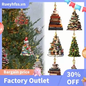 Cây Giáng Sinh Treo Hình Cây Giá Sách Mặt Dây Chuyền, Đồ Trang Trí Treo Giáng Sinh, Sách Trang Trí Giáng Sinh