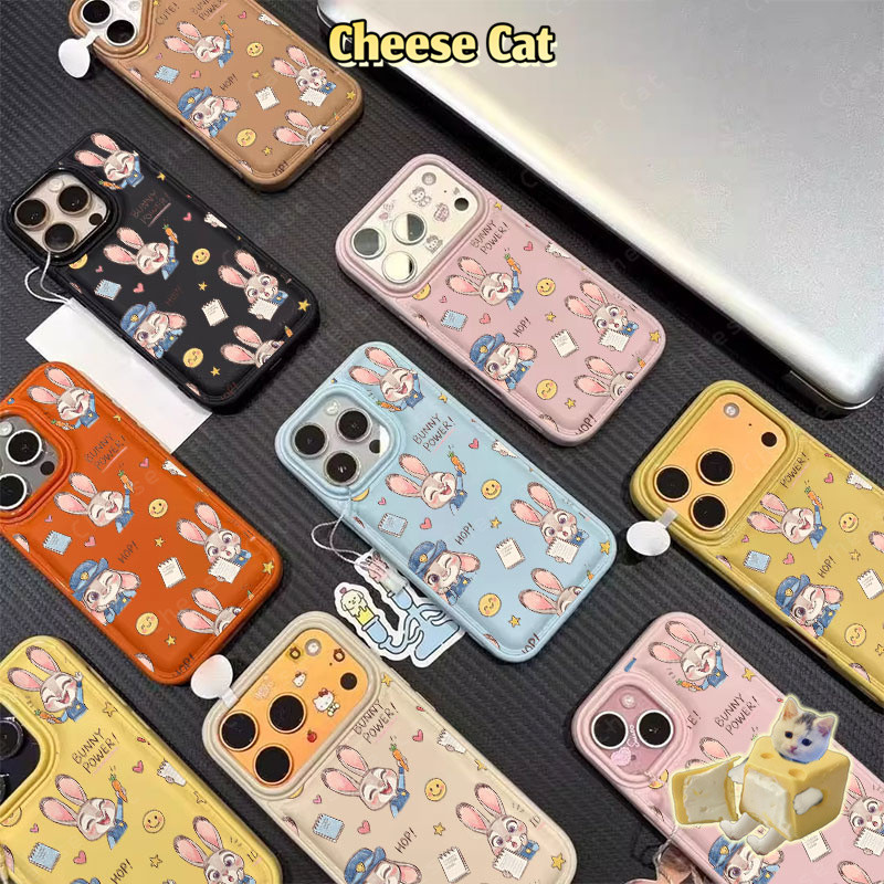 Ốp Lưng Da iPhone Nhân Viên Cảnh Sát Thỏ Dễ Thương Cho iPhone Xs XR 11 12 13 14 15 16 17 Pro Max Ốp Điện Thoại Di Động