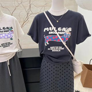Size Lớn Có Thể Mặc Đơn Giản Hàng Ngày Phù Hợp Với Chó In Hình Rời Phong Cách Hàn Quốc Chấm Bi In Hình Dễ Thương Áo Thun Nữ Thiết Kế Mùa Hè Niche Cotton Nguyên Chất