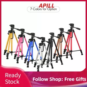 Apill Chân đế chụp ảnh nhẹ Hợp kim nhôm Tải trọng 3kg Chiều cao tối đa 135cm/53in với Túi đựng điện thoại cho máy ảnh DSLR Điện thoại thông minh