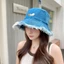 SAIA Washed Denim Hat, Tua Rua Edge Raw Edge Bucket Hat, Casual Denim Blue Sun Protection Hat Mùa Xuân