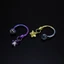 Nhẫn hình chữ U DONOVANQQ Dangle Star, ASTM F136 Titan Chủ đề bên trong Titan vách ngăn Barbell, Bóng không gây dị ứng Niken Trang sức xuyên không phai màu Bãi biển mùa hè