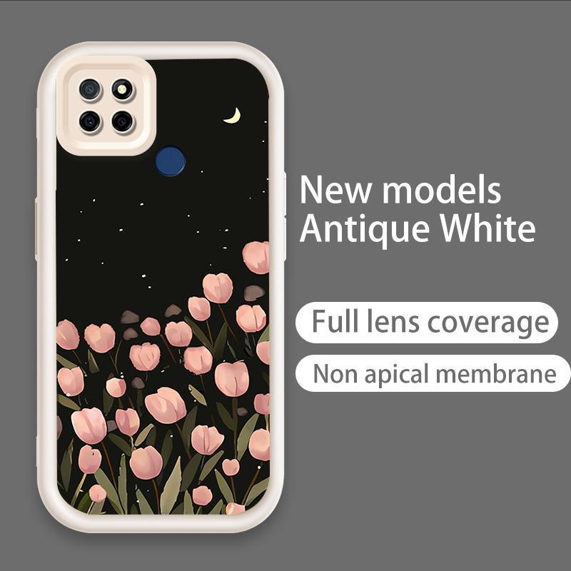 Ốp Lưng Cho Realme C12 C25 C25S C21Y C25Y C15 Narzo 30A Narzo 20 Vỏ Điện Thoại Mềm Silicon Hoạt Hình TPU Hoa Tulip Mắt Thiên Thần Ốp Lưng Chống Sốc