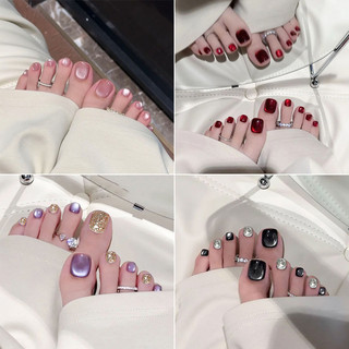 Móng chân giả dán - Sơn gel mắt mèo, dán keo, chất lượng salon, bền lâu 2-3 tuần, bộ làm móng DIY, thiết kế đá rhinestone đẹp cho phụ nữ và bé gái