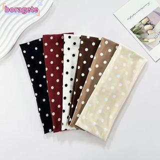 Băng đô trang điểm BORAGETE, Băng đô tập Yoga thấm mồ hôi chấm bi, Phụ kiện tóc bền bỉ Băng đô thể thao đàn hồi